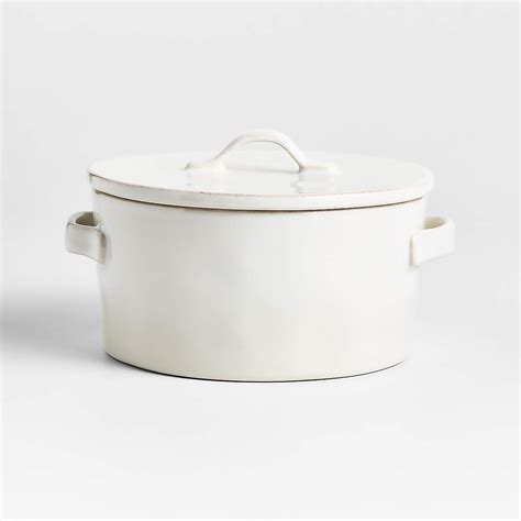 Marin White 2 Qt Covered Casserole Dish With Lid Reviews Crate And Barrel