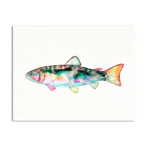 Trout Art Print. Angler Wall Art. Dad Gift. Colorful Trout - Etsy