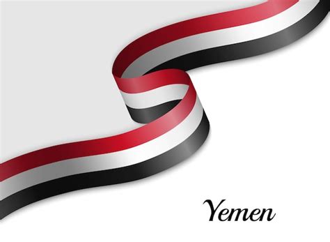 Premium Vector Waving Ribbon Flag Of Yemen