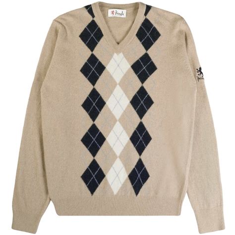 Pringle Of Scotland V Neck Argyle Jumper Utj Uas