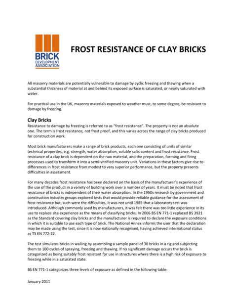 Frost Resistance Of Clay Bricks