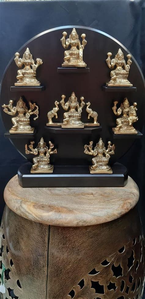 Ashta Eight Lakshmi Statue Ashtalakshmi On Wood Stand Eight Forms Of