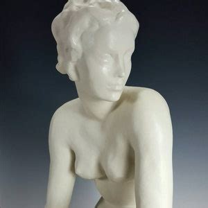 Rosenthal Germany Large Porcelain Figurine HOCKENDE Kneeling Nude Woman Sculpture Undecorated