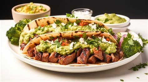 Premium Ai Image Grilled Beef Taco With Fresh Guacamole And Cilantro