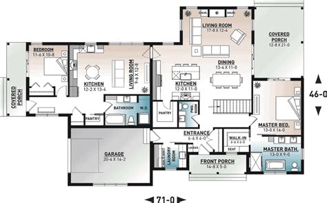 Ranch Style House Plan With In-Law Suite Attached - COOLhouseplans Blog