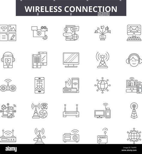 Wireless Connection Line Icons Signs Set Vector Wireless Connection