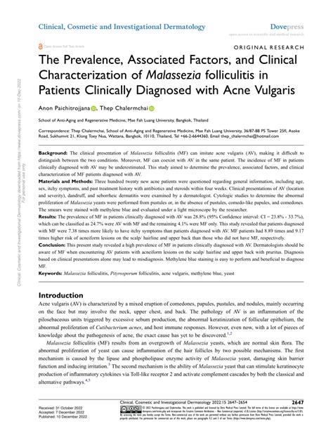 Pdf The Prevalence Associated Factors And Clinical Characterization