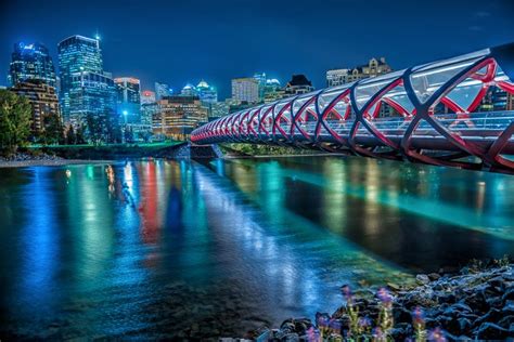 Time Lapsed Photography of Peace Bridge, Calgary Canada