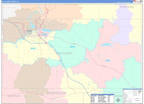 Wall Maps Of Eau Claire County Wisconsin