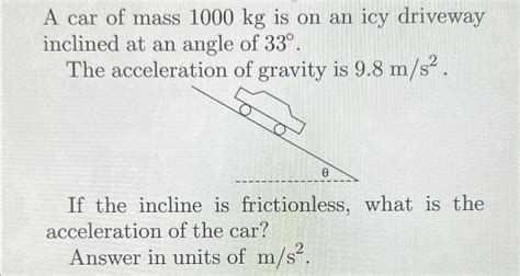 Solved A Car Of Mass 1000 Kg Is On An Icy Drivew SolutionInn