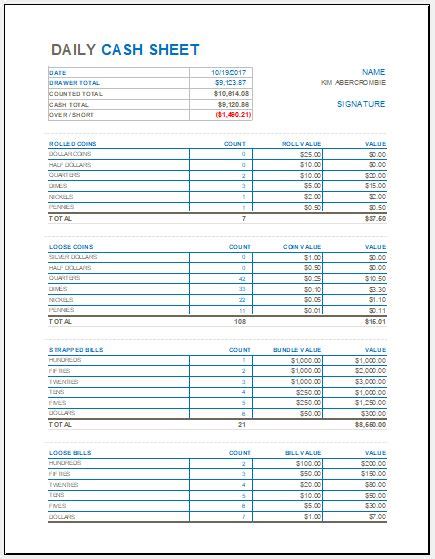 Cash Sheet Templates 17 Free Docs Xlsx And Pdf Formats Samples Examples