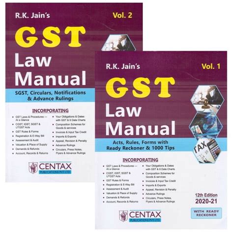 R K Jains Gst Law Manual 2020 21 By Centax Publication 2 Vols