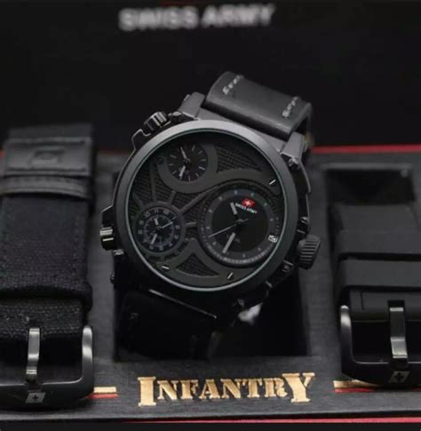 Jual Original Swiss Army Triple Time INFANTRY PAKET BONUS TALI KANVAS