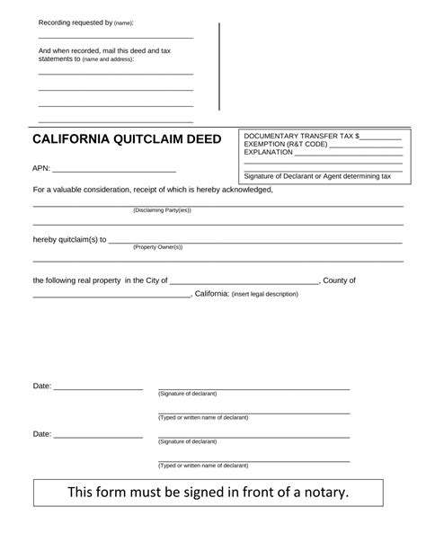 Free California Quit Claim Deed Form Pdf Word Eforms