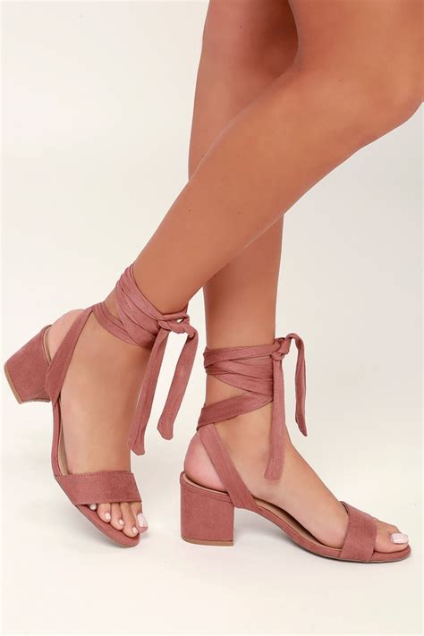 Dusty Rose Heels Vegan Suede Heels Lace Up Heels Heels Lulus