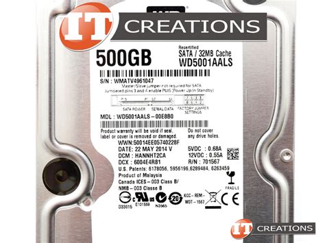 WD5001AALS - Refurbished - WESTERN DIGITAL 500GB 7.2K RPM SATA II 3.5 ...