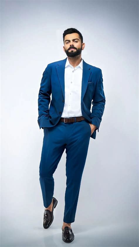 Virat Kohli Mens Smart Casual Outfits Blue Suit Men Men Fashion