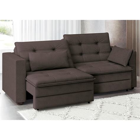 Sofa Cama 2 Lugar Casal Retratil E Reclinavel 140m Largura Suede Cinza