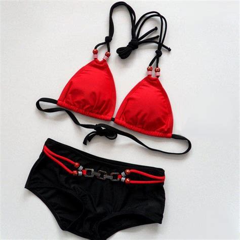 2018 Stylish Halter Spliced Womens Bikini Set In Red 2xl