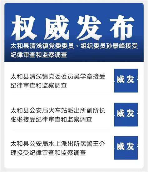 阜阳一地连发4条通报！4人涉嫌严重违法违纪被查安徽频道凤凰网