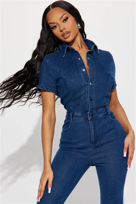 Houston Denim Jumpsuit Dark Wash Fashion Nova Jumpsuits Fashion Nova