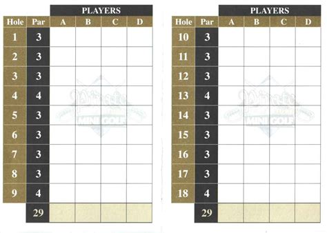 Score Cards Of Crazy Golf Miniature Golf And Adventure Golf Courses