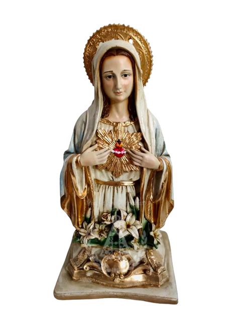 Busto Sagrado Cora O De Maria Resina Cm Minas Gesso Artesanato