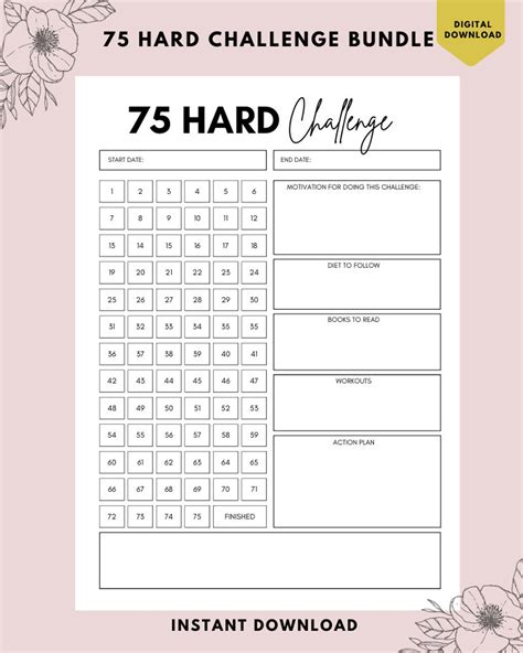 75 Day Hard Challenge Printable