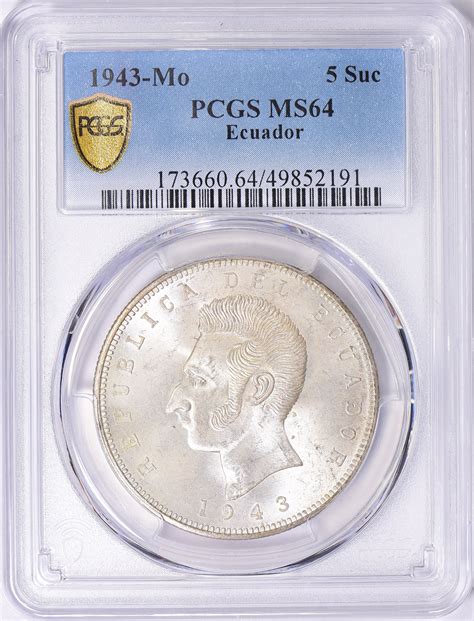 Ecuador Mo Silver Sucres Km Pcgs Ms Item