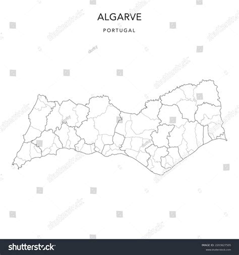 Administrative Map Algarve Region Municipalities Concelhos Stock Vector ...