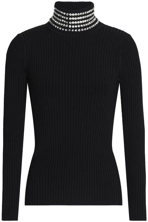 30％割引ブラウン系 S【メール便送料無料対応可】 新品crystal Embellished Turtleneck Knit ニット