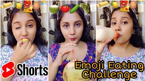 Emoji Eating Challenge 🍅🥒🍇🥛🧈🍋🥚🍼🍹🍔🥃 Shorts Ytshorts Emojichallenge