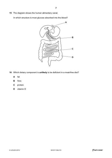 Solution Cambridge Igcse Biology Past Paper Questions