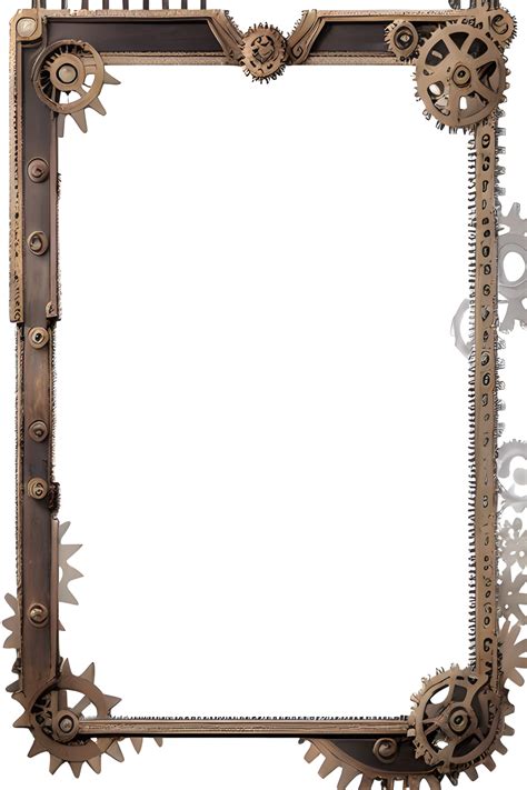 Steampunk Border Frame PNG Transparent Background Ai Generative