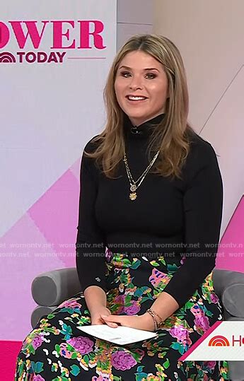 Wornontv Jennas Black Floral Midi Skirt On Today Jenna Bush Hager