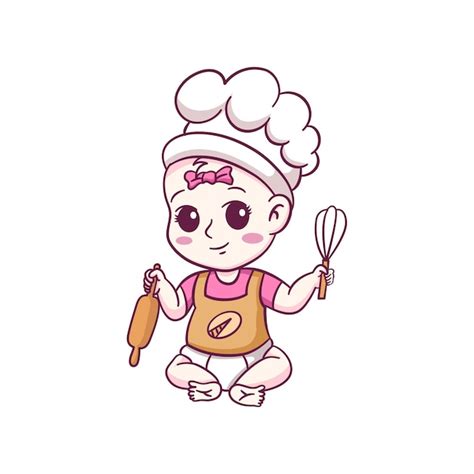 Premium Vector | Detailed baby chef logo