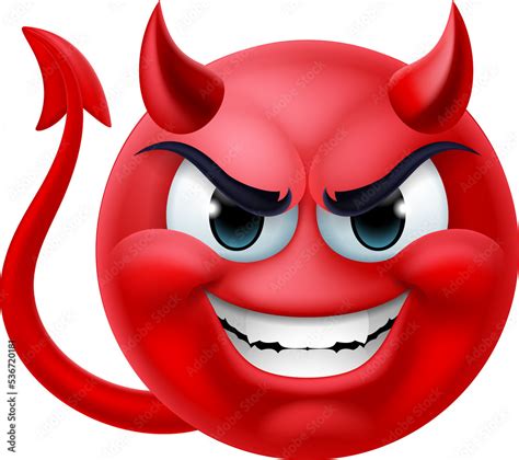 Devil Emoji Emoticon Man Face Cartoon Icon Mascot Stock Illustration ...