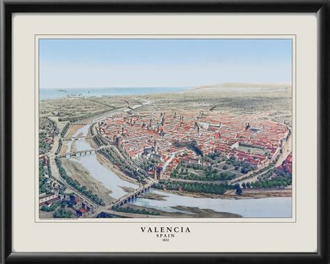 Valencia Spain Restored Map Vintage City Maps