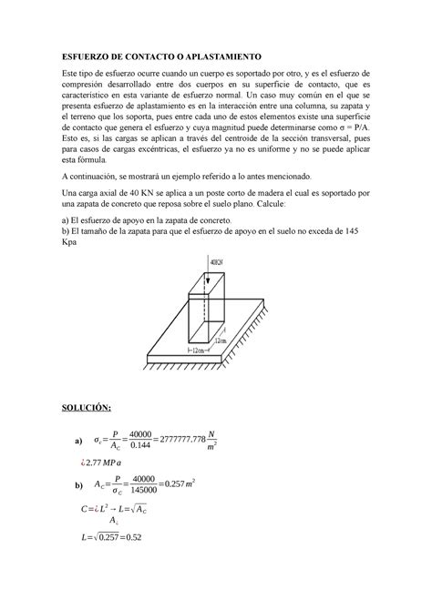 Guevara Tafur Ejercicios Esfuerzo De Contacto O Aplastamiento Este