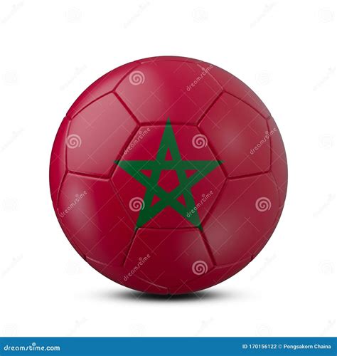 Soccer Ball With Flag Of Morocco Isolated With Clipping Path On White