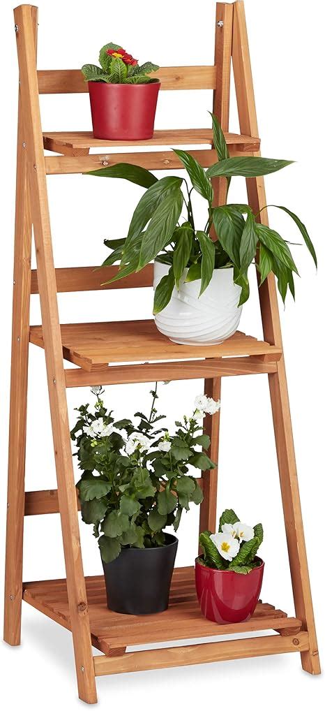 Relaxdays Estantería Escalera Para Plantas De Interior Madera Marrón 107 5 X 41 X 40 Cm