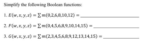 Solved Simplify The Following Boolean Functions Solutioninn