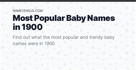 What Were the Most Popular Baby Names in 1900?