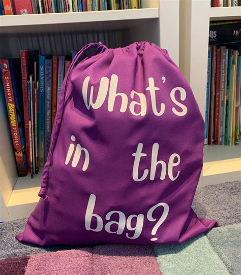 Whats In The Bag Large Drawstring Feely Bag 43cm X 35cm Etsy Uk