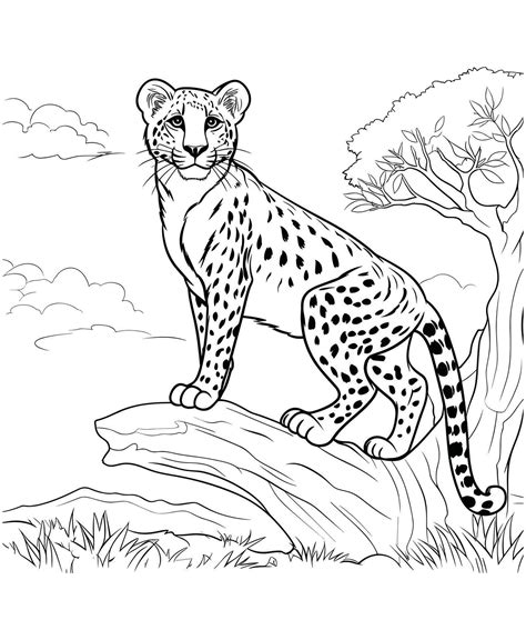 Realistic Cheetah coloring pages【2024】 | イラスト