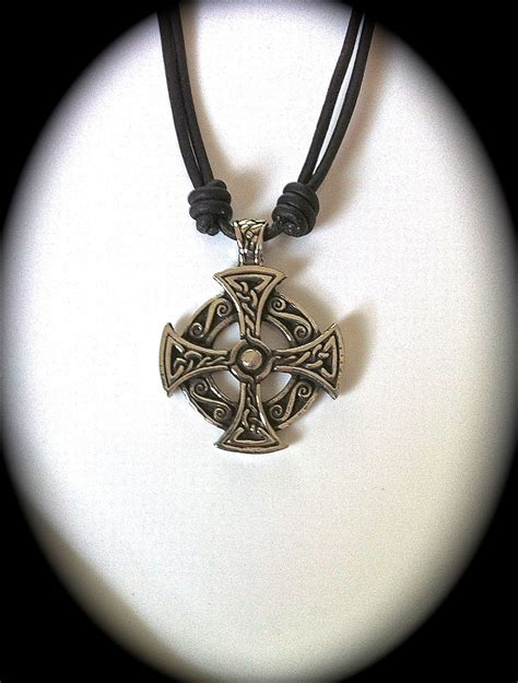 Celtic Cross Necklace Mens Celtic Sun Solar Cross Unisex Etsy