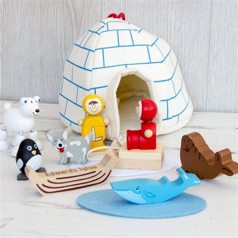 Personalised Igloo Eskimo Play Set Wooden Toy | The Laser Boutique