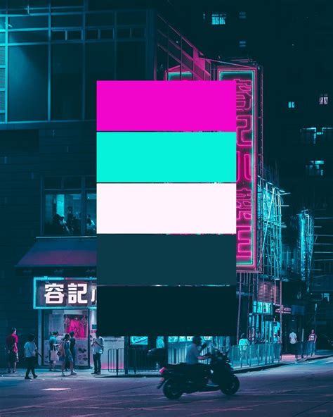 Hong Kong Urban Neon Aesthetic Color Palette | Pink, Blue, and Black ...