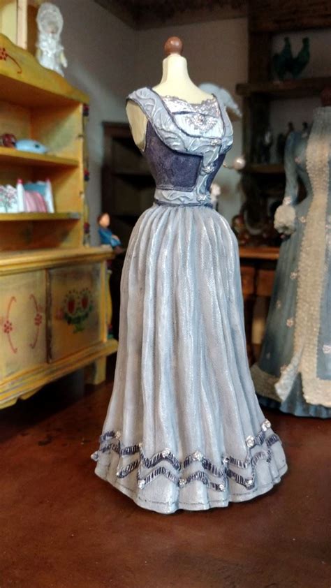 Dollhouse Miniature Victorian Blue Dress Form Fabulous Refurbs