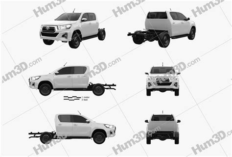 Toyota Hilux Double Cab Chassis SR 2021 Blueprint Template 3DModels Org